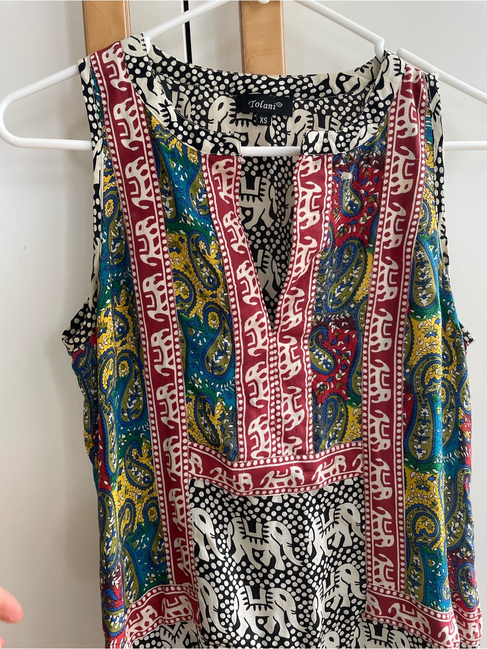 100% Silk Tolani Multicolor Paisley mini dress - XS